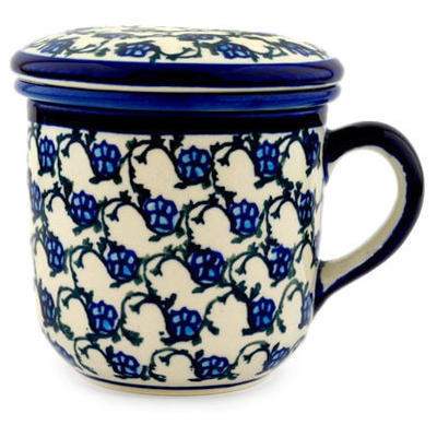 Polish Pottery Brewing Mug 12 oz Blueberry Vines