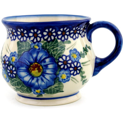 Polish Pottery Bubble Mug 0oz Blue Bouquet
