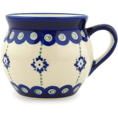 Polish Pottery Bubble Mug 10 oz Blue Boutonniere