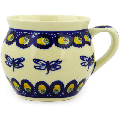 Polish Pottery Bubble Mug 10 oz Blue Eyed Dragonfly