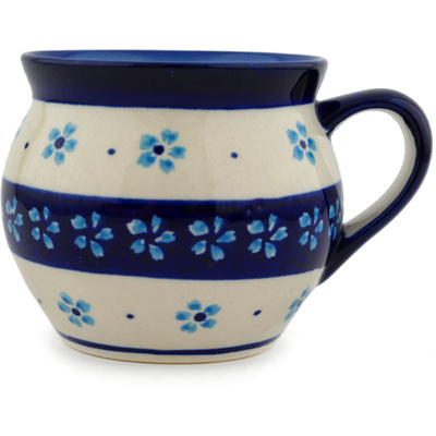 Polish Pottery Bubble Mug 10 oz Blue Forget-me-nots