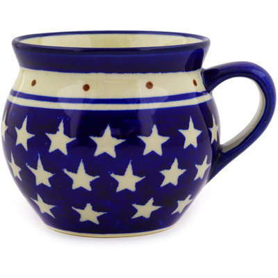 Polish Pottery Bubble Mug 10 oz Blue Star Americana