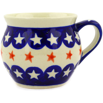 Polish Pottery Bubble Mug 10 oz Stars Americana