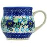 Polish Pottery Bubble Mug 12 oz Blue Floral Day UNIKAT
