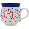 Polish Pottery Bubble Mug 12oz Blooming Hearts