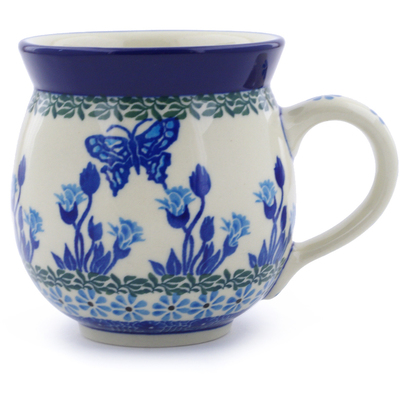 Polish Pottery Bubble Mug 12oz Blue Butterfly