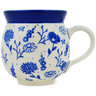 Polish Pottery Bubble Mug 12oz Blue Flora