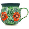 Polish Pottery Bubble Mug 12oz Bold Red Sunflower UNIKAT