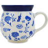 Polish Pottery Bubble Mug 16 oz Blue Flora