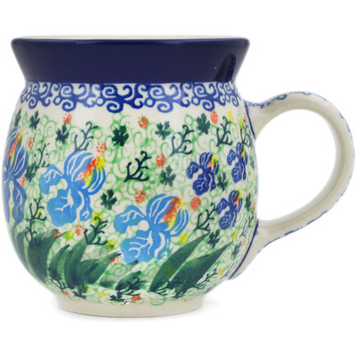 Polish Pottery Bubble Mug 16 oz Blue Iris Delight UNIKAT