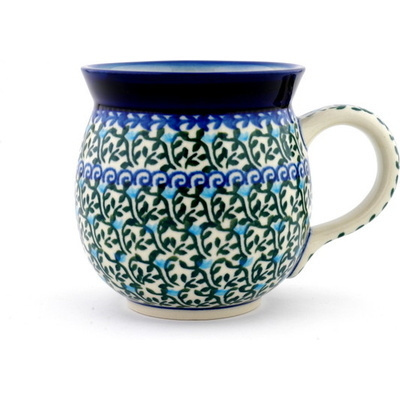 Polish Pottery Bubble Mug 16 oz Blue Ivy