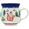 Polish Pottery Bubble Mug 16 oz Holiday Forest UNIKAT