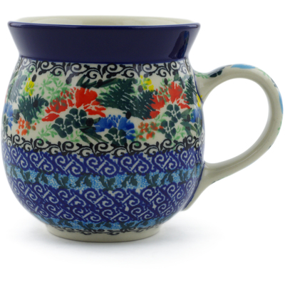 Polish Pottery Bubble Mug 16 oz Splendid Blue Meadow UNIKAT