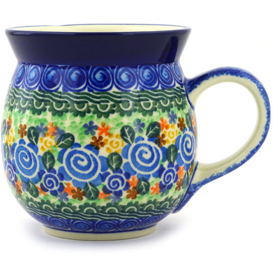 Polish Pottery Bubble Mug 16 oz Wildflower Swirls UNIKAT