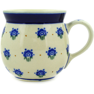 Polish Pottery Bubble Mug 8 oz Blue Bouquet
