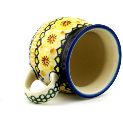 Polish Pottery Bubble Mug 8 oz Geometric Sunflower