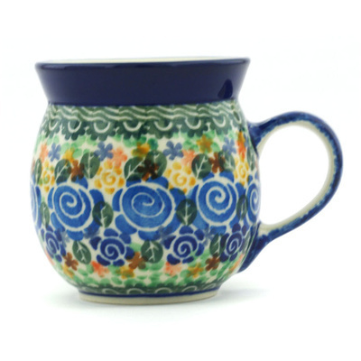 Polish Pottery Bubble Mug 8 oz Wildflower Swirls UNIKAT