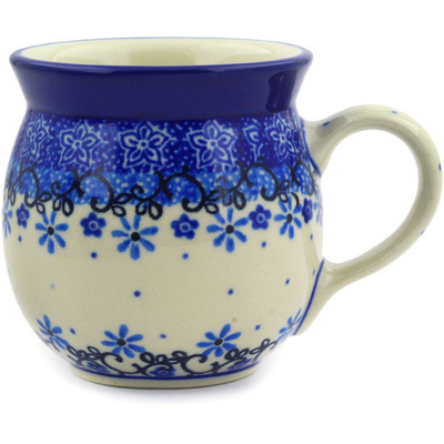 Polish Pottery Bubble Mug 8 oz Winter Star Flowers