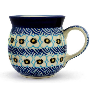 Polish Pottery Bubble Mug 8 oz Woven Blue Basket