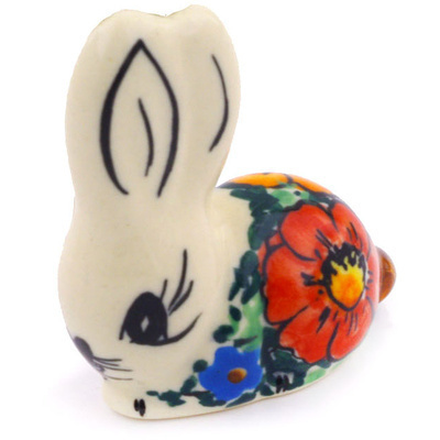 Polish Pottery Bunny Figurine 2&quot; Summer Happiness UNIKAT
