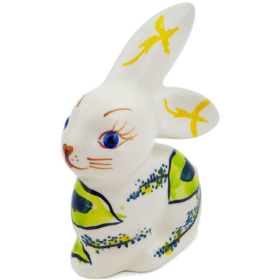 Polish Pottery Bunny Figurine 4&quot; Hawaii Sunshine UNIKAT