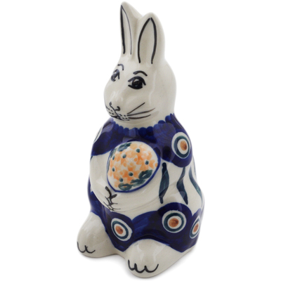 Polish Pottery Bunny Figurine 5&quot; Peacock