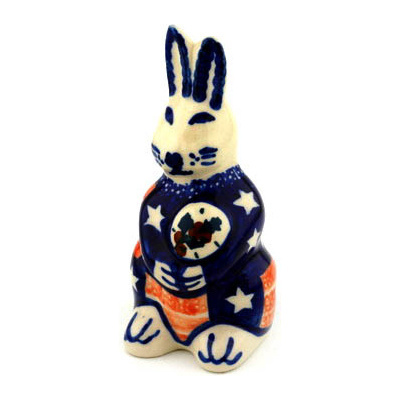 Polish Pottery Bunny Figurine 5&quot; UNIKAT