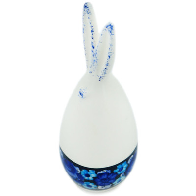 faience Bunny Figurine 6&quot; Cobalt Flowers