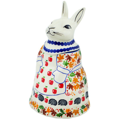Polish Pottery Bunny Shaped Jar 11&quot; Fall Hedgehog UNIKAT