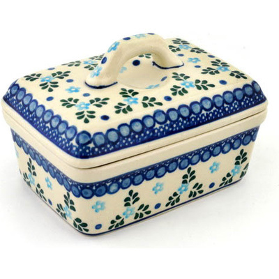 Polish Pottery Butter box Blue Alysum Patch