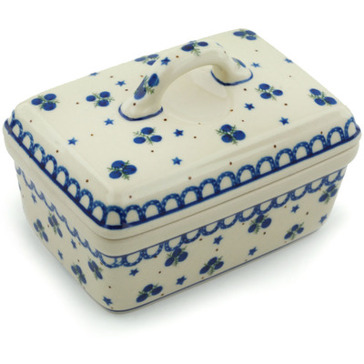 Polish Pottery Butter box Blueberry Stars