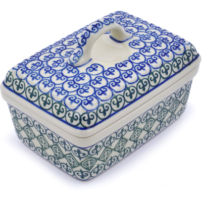 Polish Pottery Butter box Fleur De Lis