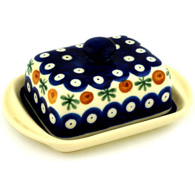 Polish Pottery Butter Dish 6&quot; Mosquito