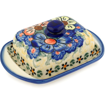 Polish Pottery Butter Dish 6&quot; Summer Happiness UNIKAT