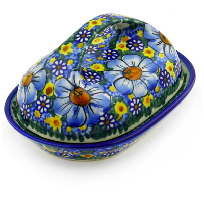 Polish Pottery Butter Dish 7&quot; UNIKAT