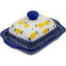 Polish Pottery Butter Dish 8&quot; When Life Gives You Lemons