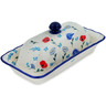 Polish Pottery Butter Dish 9&quot; Picking Field