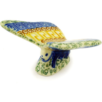 Polish Pottery Butterfly Figurine 3&quot; Grecian Sea