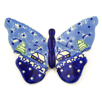 Polish Pottery Butterfly Figurine 5&quot; Village Stars UNIKAT