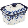 Polish Pottery Cake Box 6&quot; Blue Spring