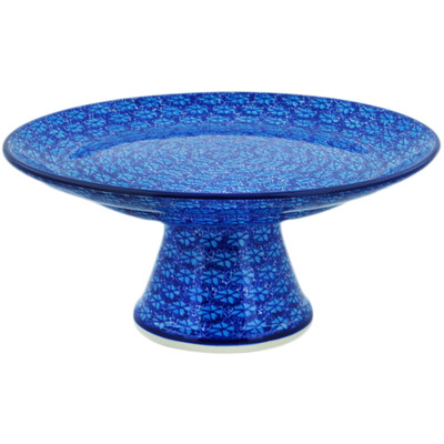 Polish Pottery Cake Stand 12&quot; Deep Into The Blue Sea