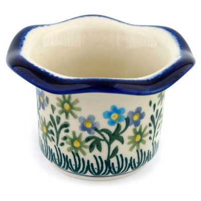 Polish Pottery Candle Holder 3&quot; Booming Asters