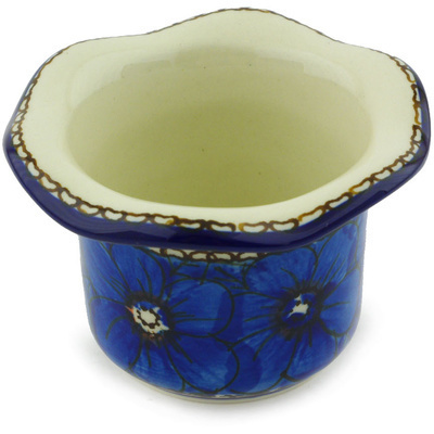 Polish Pottery Candle Holder 3&quot; Cobalt Poppies UNIKAT