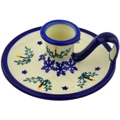 Polish Pottery Candle Holder 5&quot; Winter Candles