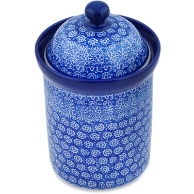 Polish Pottery Canister 9&quot; Winter Frost