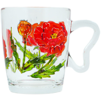 Glass Cappuccino Glass 11 oz Frosty Poppies