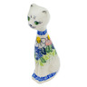 Polish Pottery Cat Figurine 10&quot; Maroon Blossoms