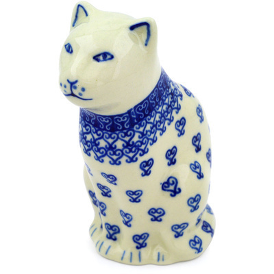 Polish Pottery Cat Figurine 5&quot; Lovely Heart