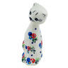 Polish Pottery Cat Figurine 6&quot; Dancing Flowers UNIKAT