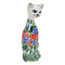 Polish Pottery Cat Figurine 7&quot; Botanical Bliss UNIKAT
